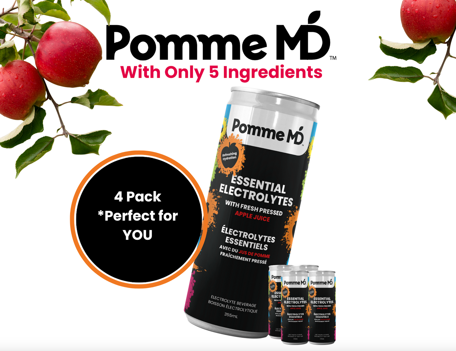 PommeMD 355ml Can x 4 pack